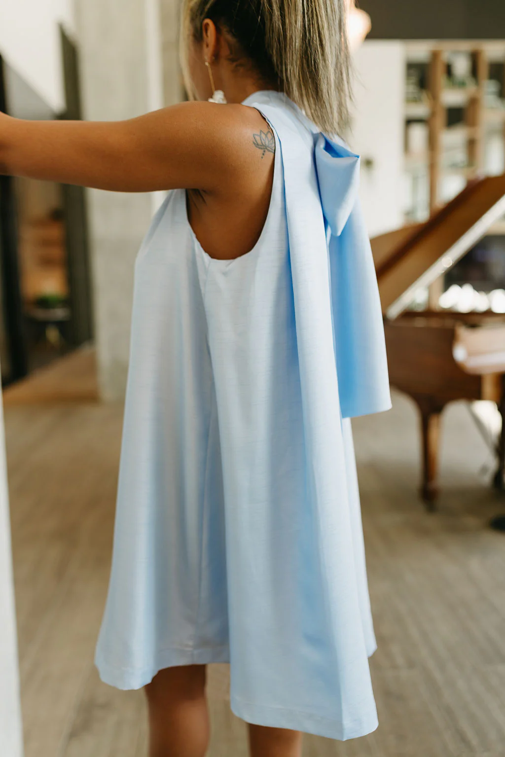Valeria Baby Blue Halter Neck Mini Dress - Image 3