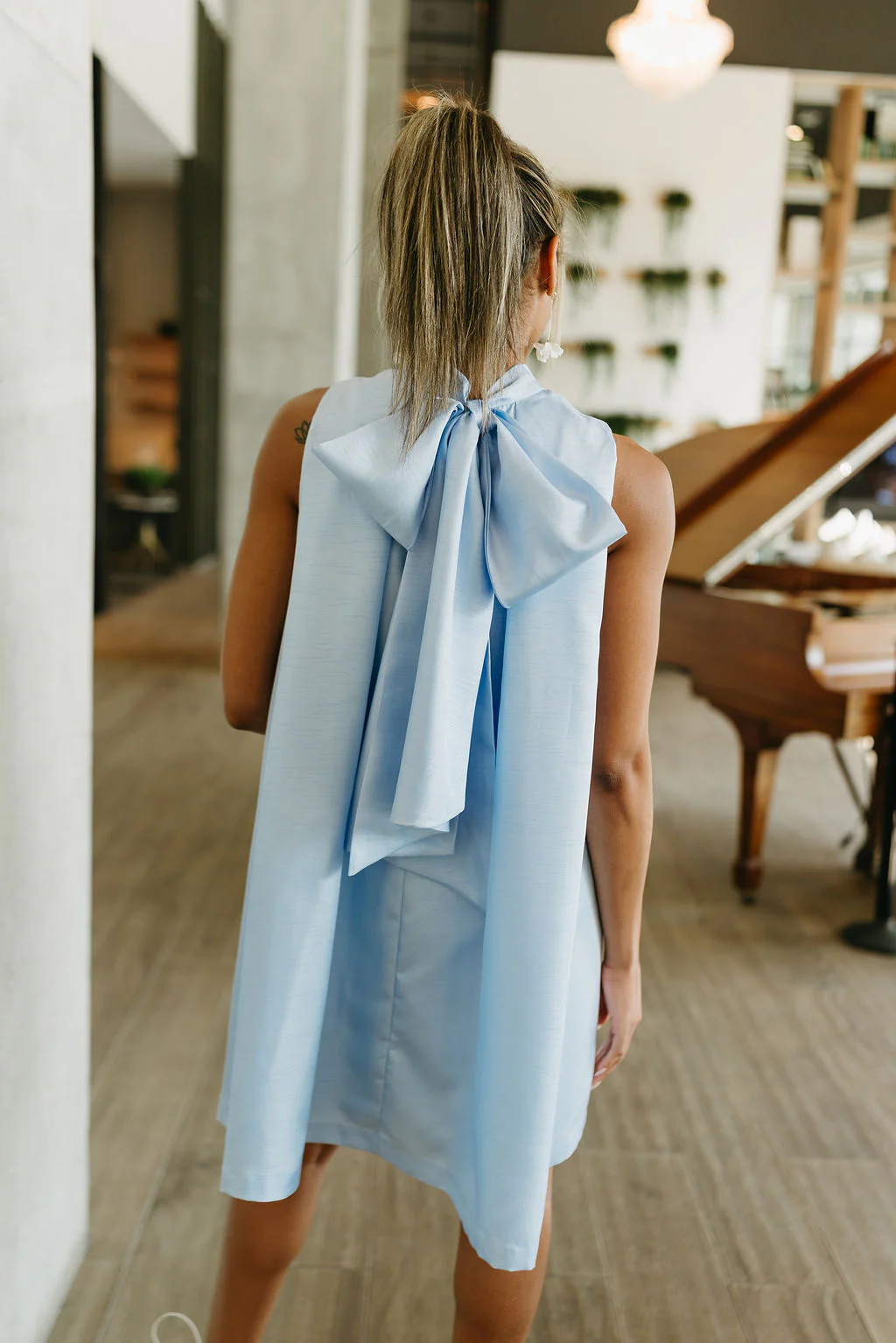 Valeria Baby Blue Halter Neck Mini Dress - Image 4