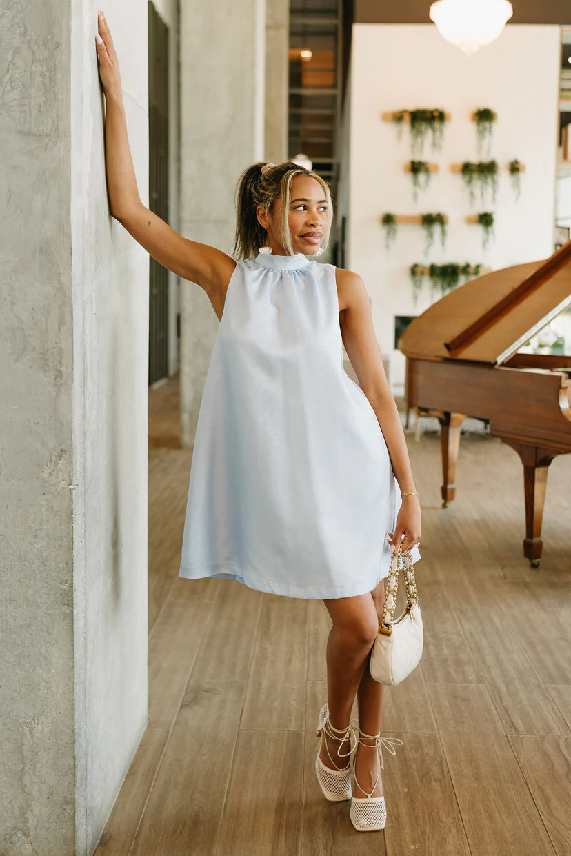 Valeria Baby Blue Halter Neck Mini Dress - Image 5