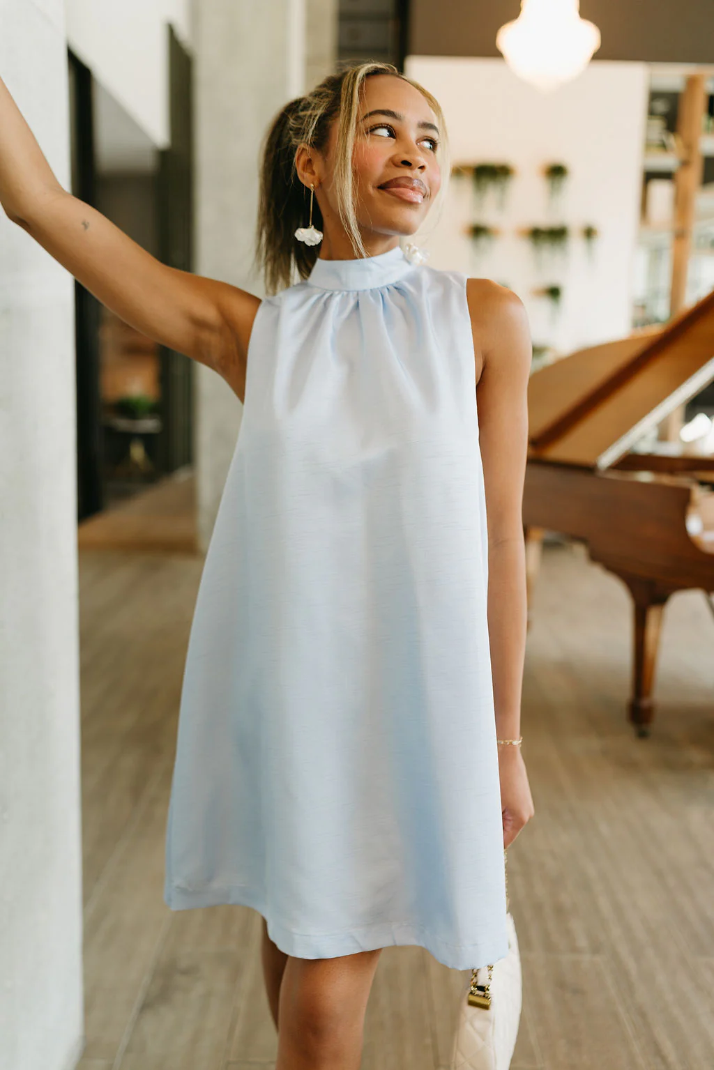 Valeria Baby Blue Halter Neck Mini Dress - Image 6