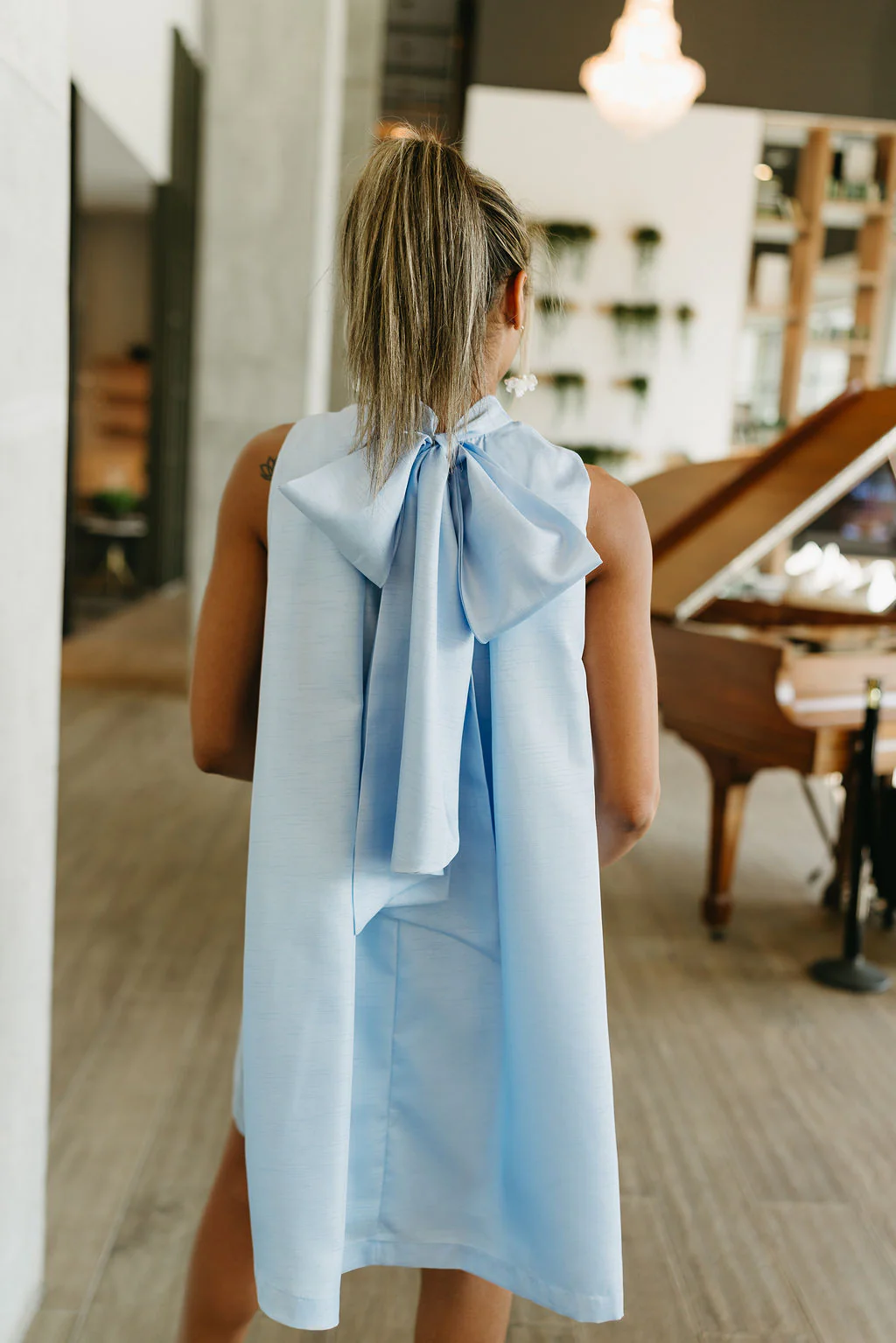 Valeria Baby Blue Halter Neck Mini Dress - Image 8