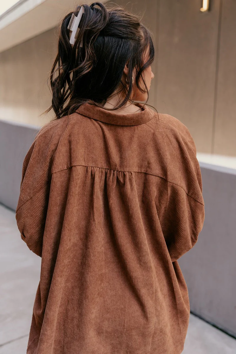 Valerie Camel Corduroy Short Sleeve Top - Image 7