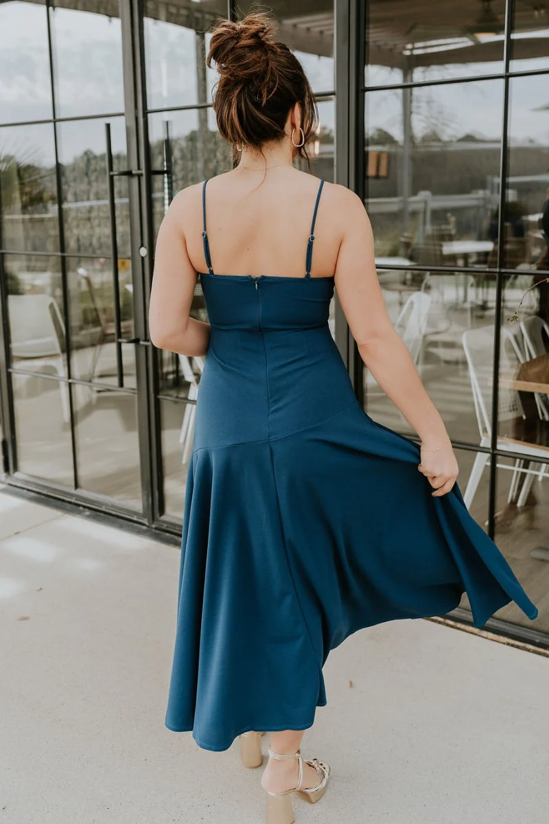 Valerie Teal Sleeveless Ruffle Midi Dress - Image 7