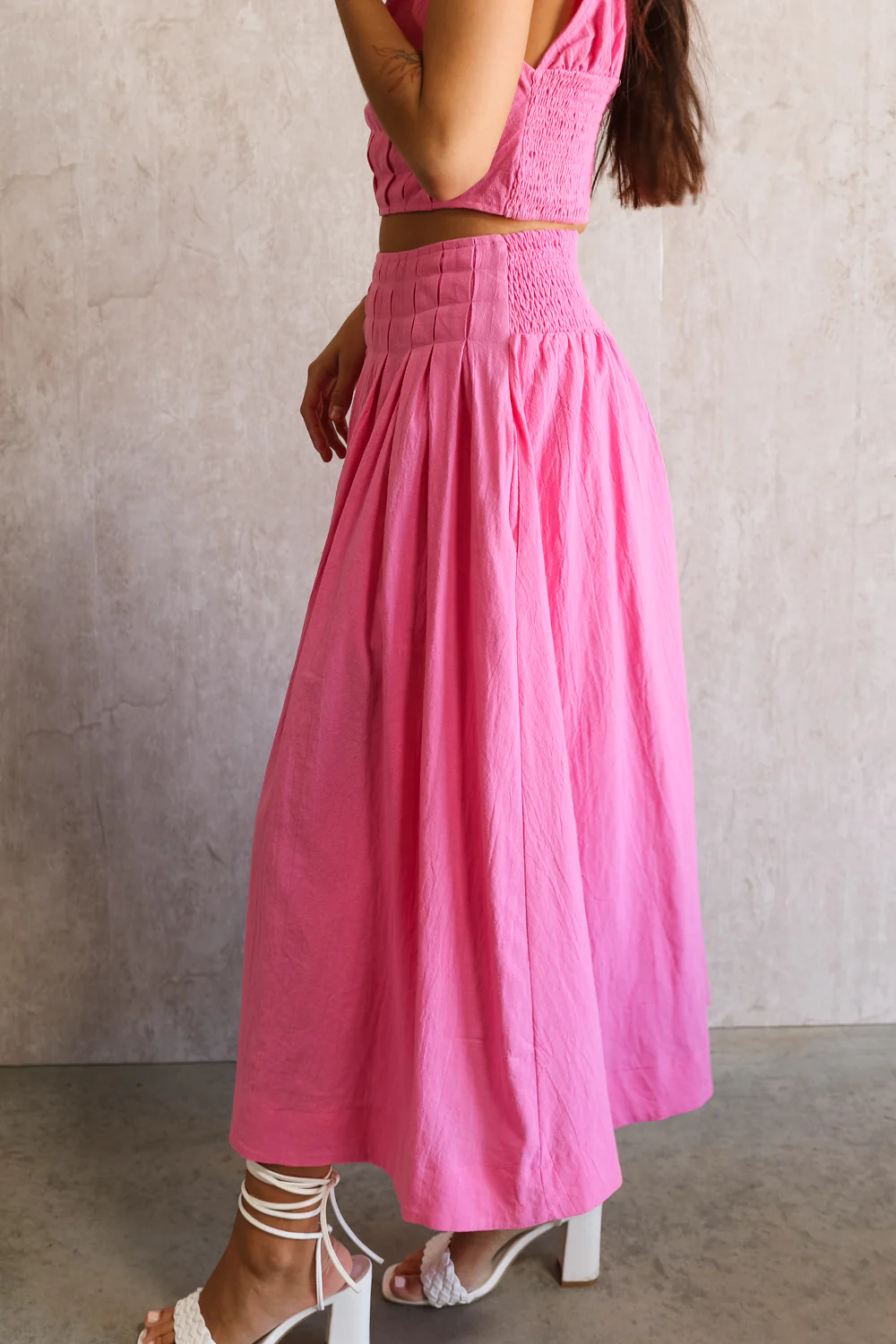 Valery Pink Tiered Midi Skirt - Image 3