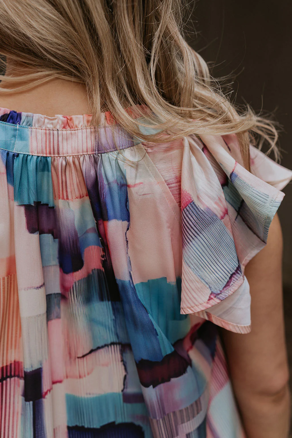 Vanessa Watercolor Multi Short Sleeve Top - Image 6