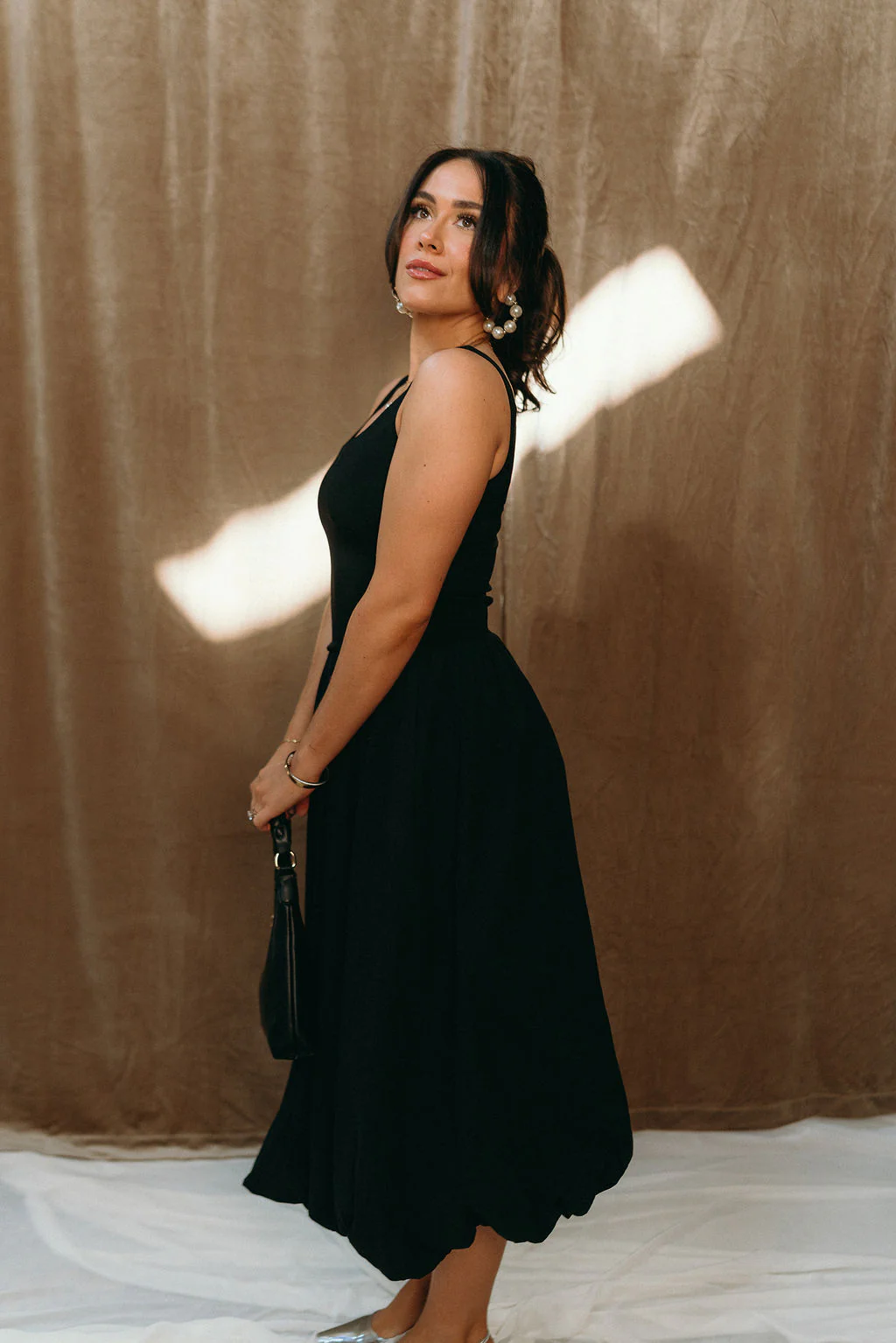 Vera Black Sleeveless Bubble Midi Dress - Image 6