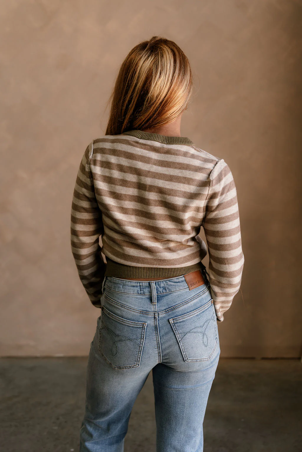 Vera Brown & Beige Stripe Knit Cardigan - Image 4