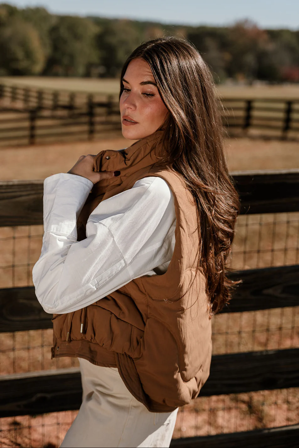 Vera Brown Puffer Zip-Up Vest - Image 8