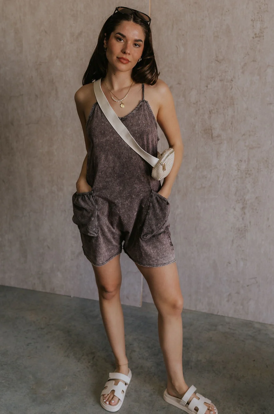 Vera Washed Black Sleeveless Romper