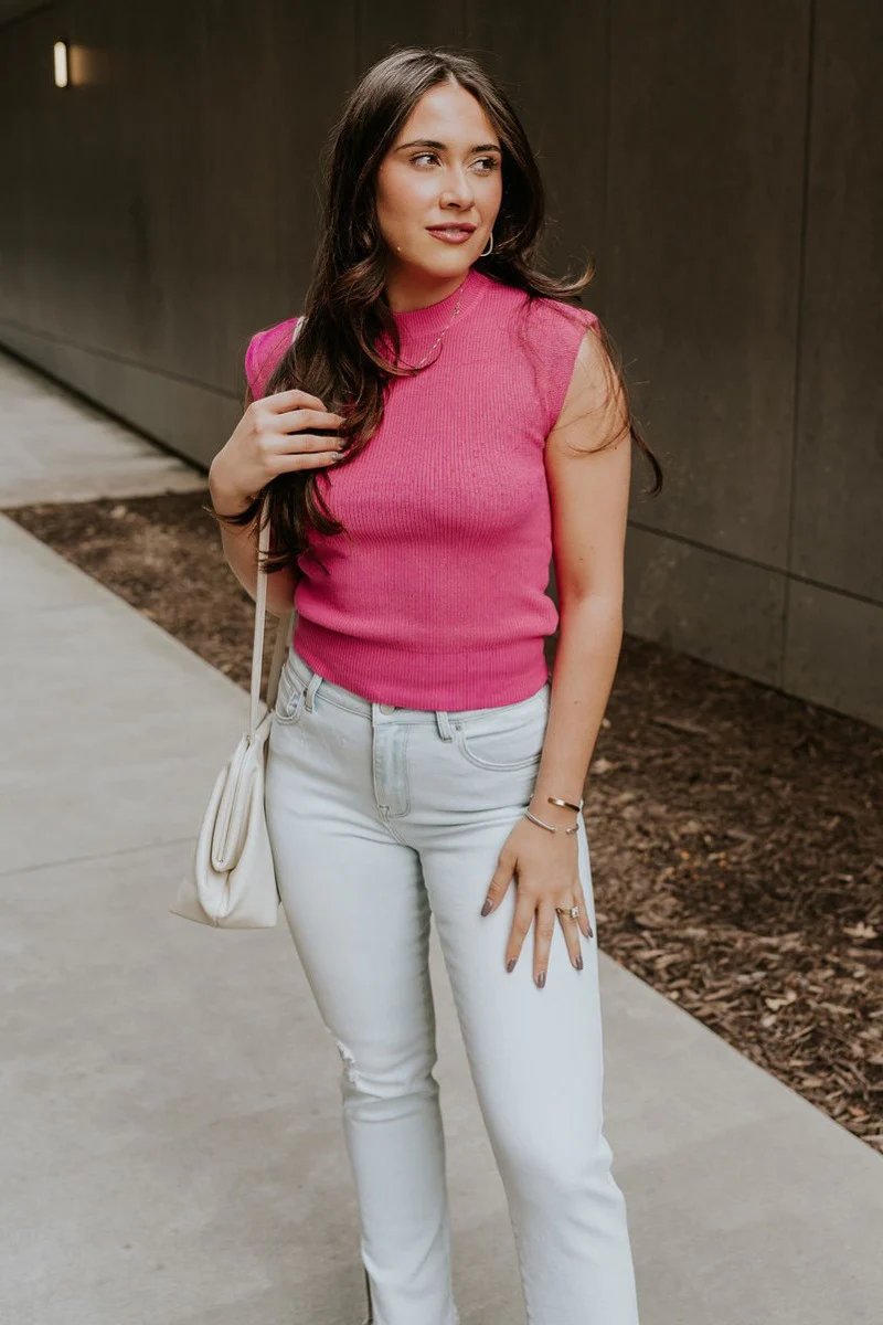 Veronica Hot Pink Sleeveless Sweater