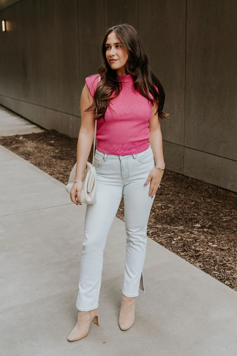 Veronica Hot Pink Sleeveless Sweater - Image 2
