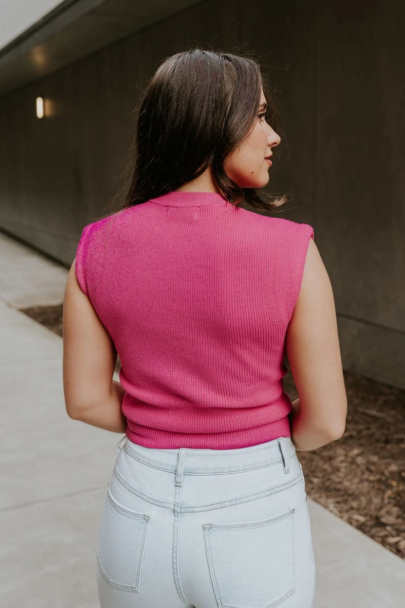 Veronica Hot Pink Sleeveless Sweater - Image 4