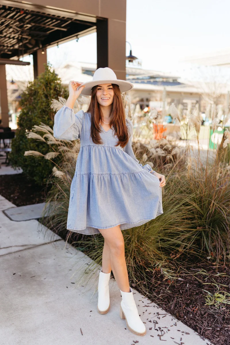 Victoria Denim Babydoll Dress - Image 3