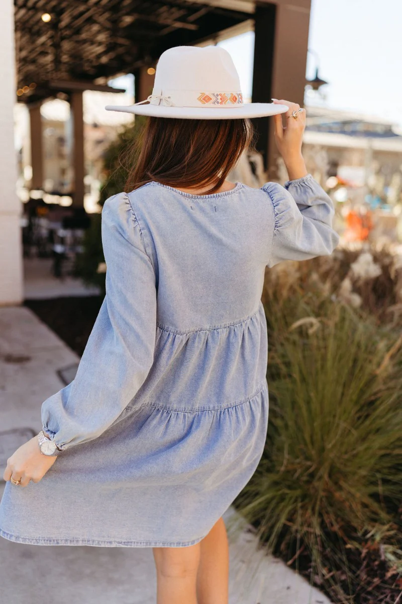 Victoria Denim Babydoll Dress - Image 5