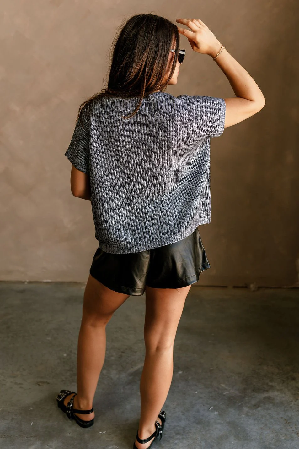 Vira Blue Grey Metallic Sweater - Image 7