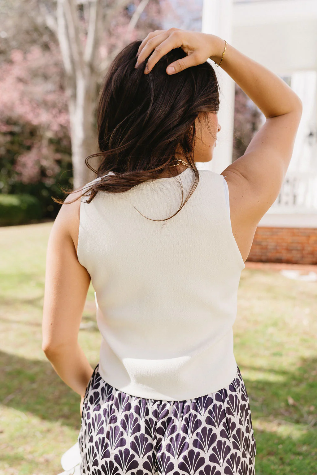 Virginia Cream Gold Button Tank Top - Image 5