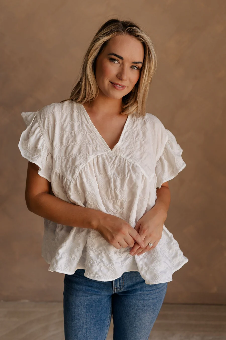 Vivienne White Textured Top