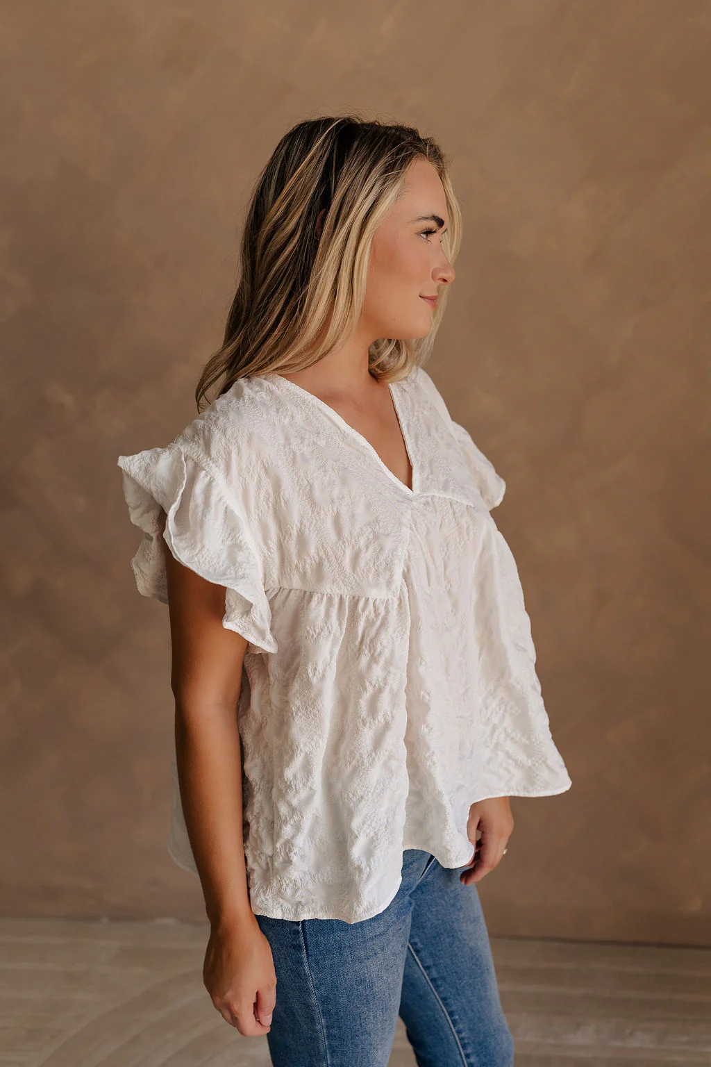 Vivienne White Textured Top - Image 3