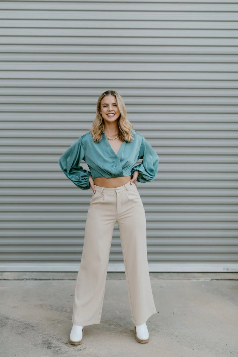 What's New Satin Top in Teal - Image 2