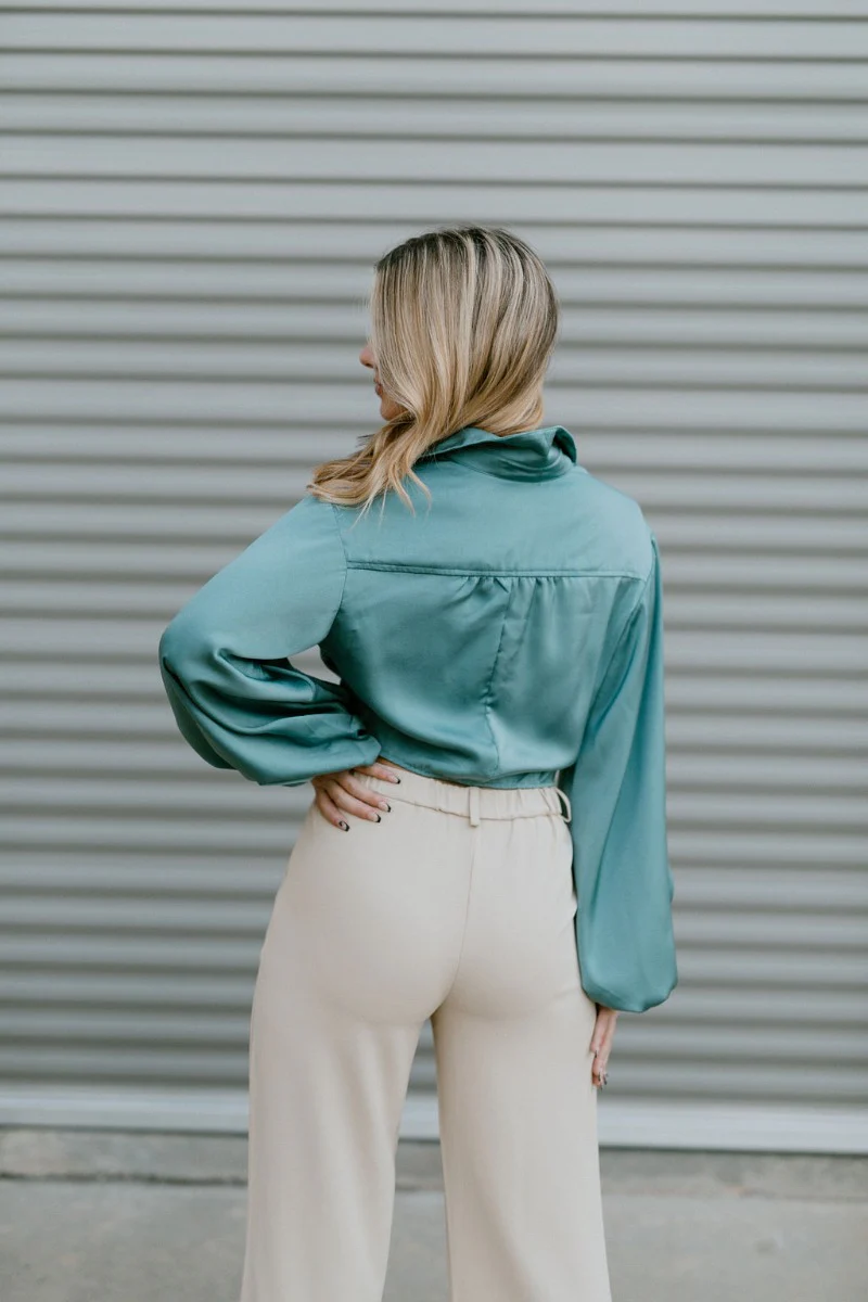 What's New Satin Top in Teal - Image 6