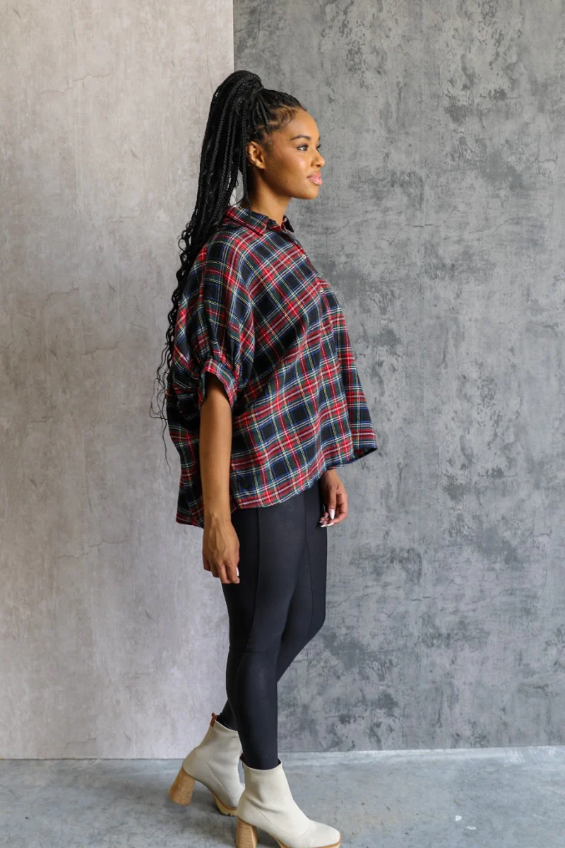 Whitley Plaid Flannel Oversized Top - Image 3