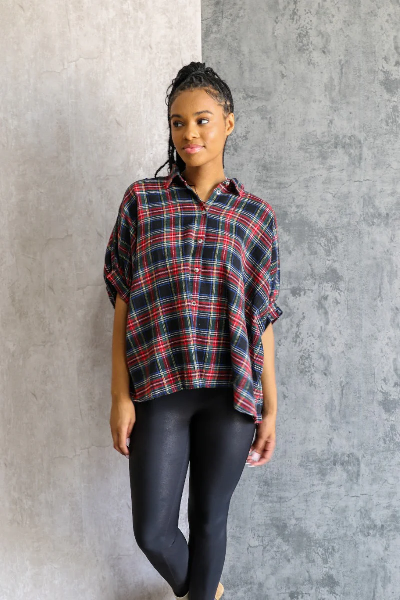 Whitley Plaid Flannel Oversized Top - Image 6