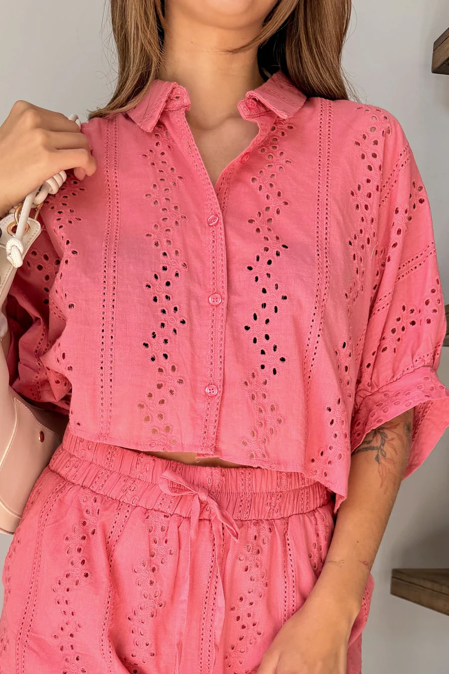Whitley Rose Pink Eyelet Top - Image 6
