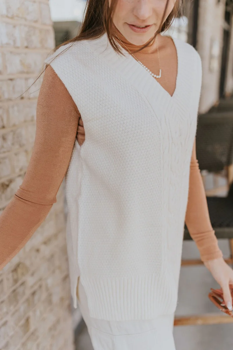 Whitney Sweater Vest in Ivory - Image 5