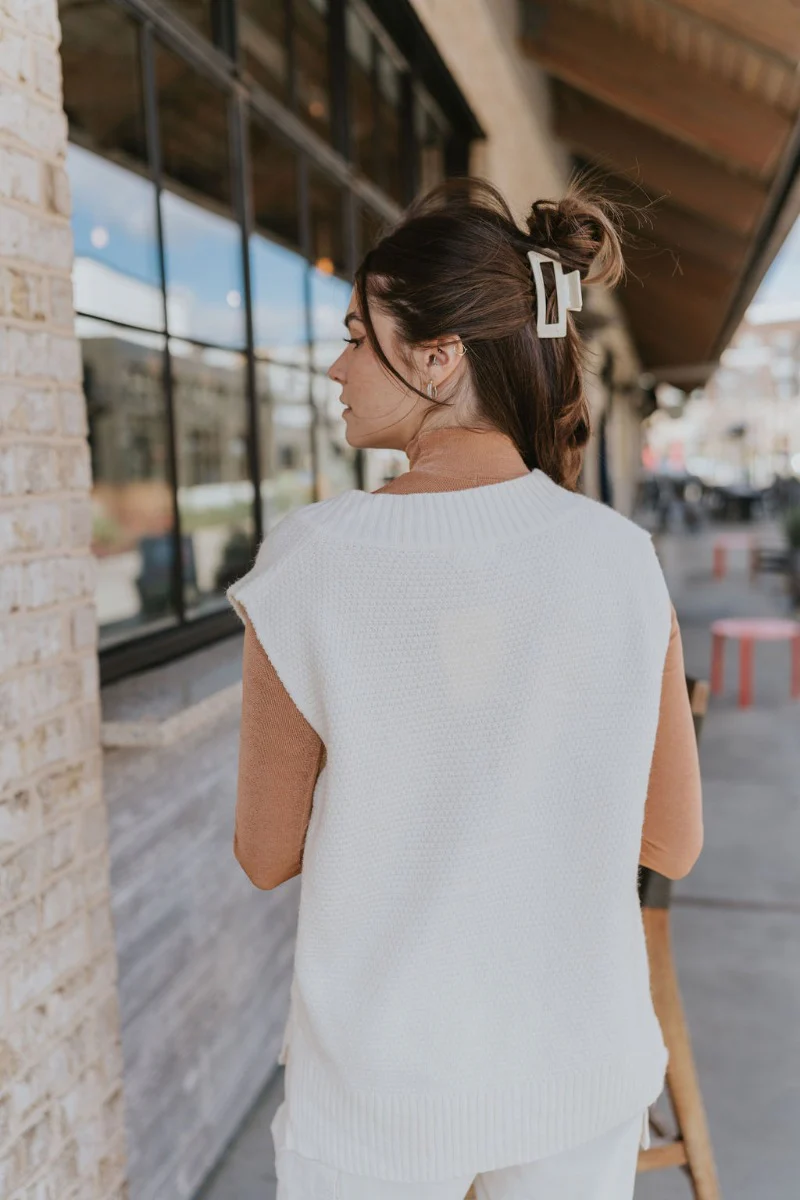 Whitney Sweater Vest in Ivory - Image 6