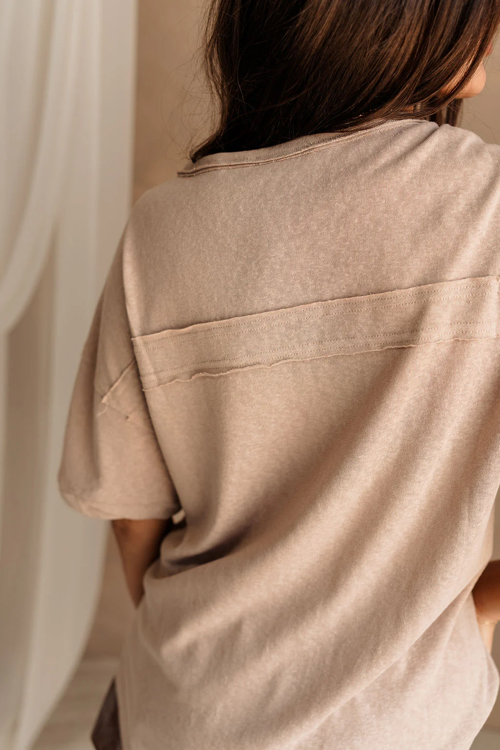 Whitney Taupe Henley Top - Image 6
