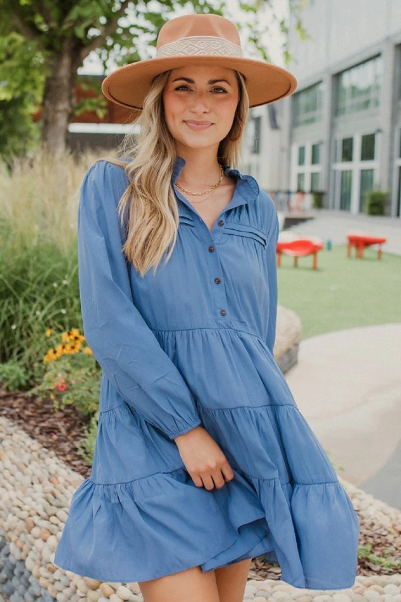 Wide Open Spaces Mini Dress In Blue