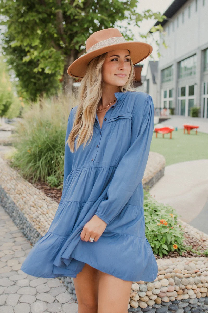 Wide Open Spaces Mini Dress In Blue - Image 3