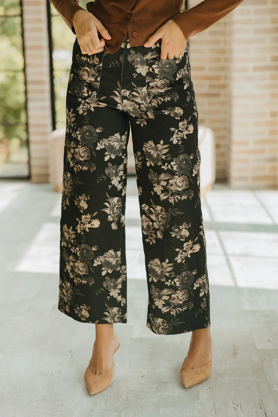 Willa Black Multi Floral Wide Leg Pants - Image 2