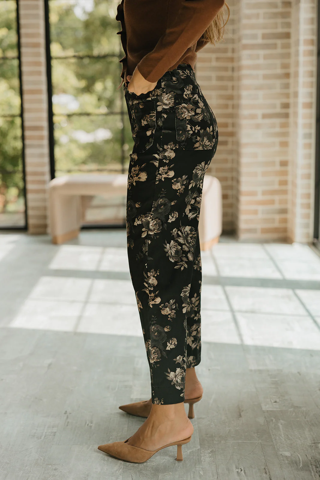 Willa Black Multi Floral Wide Leg Pants - Image 3