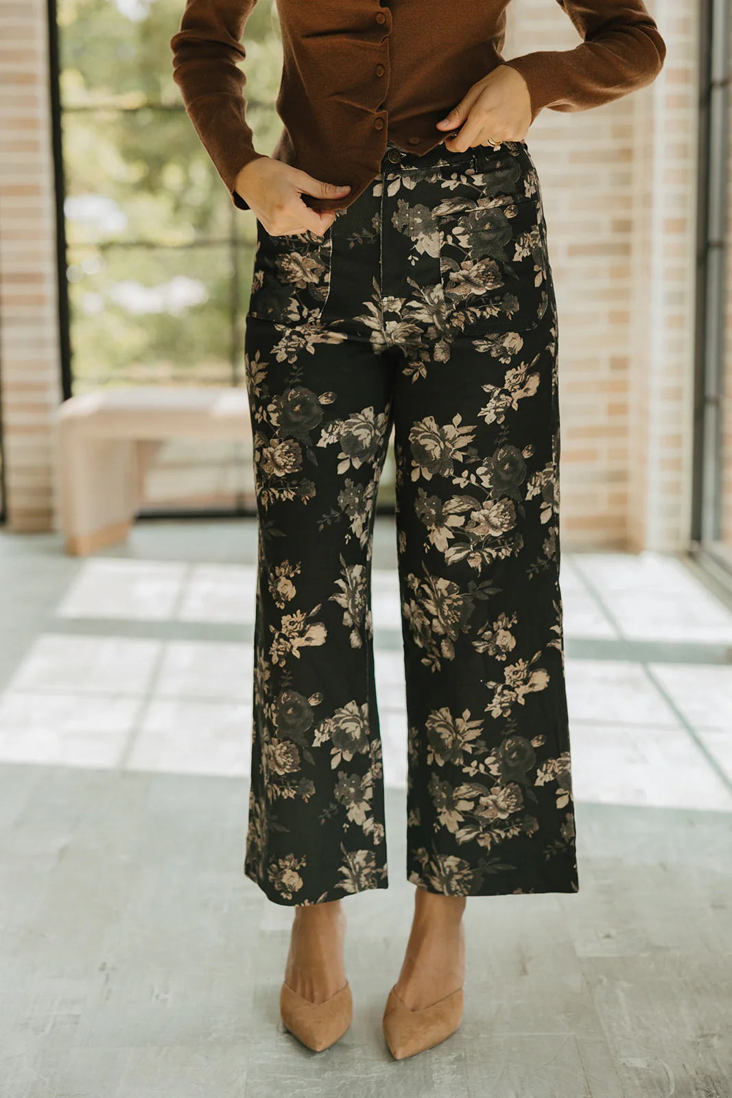 Willa Black Multi Floral Wide Leg Pants - Image 6