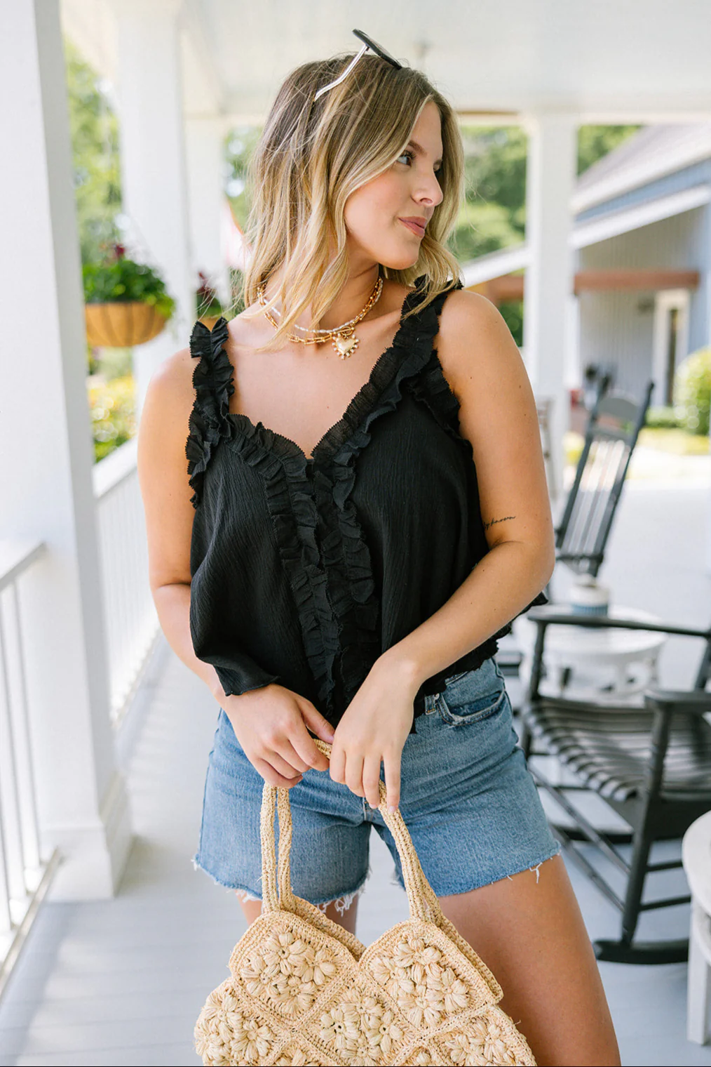 Willa Black Ruffle Sleeveless Tank - Image 2