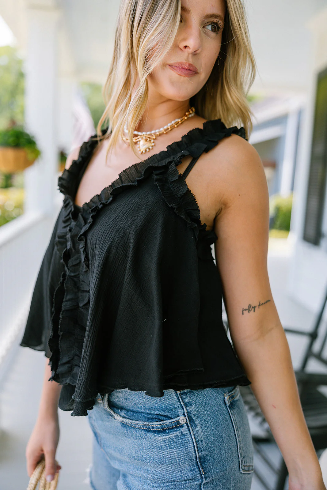 Willa Black Ruffle Sleeveless Tank - Image 3
