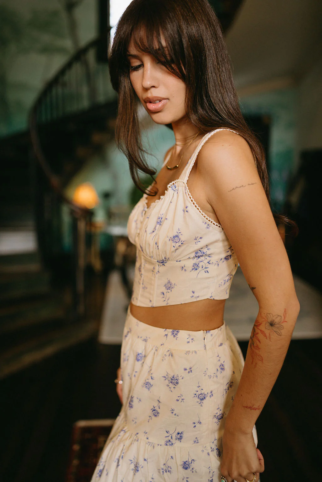 Willow Cream & Blue Floral Tank - Image 2