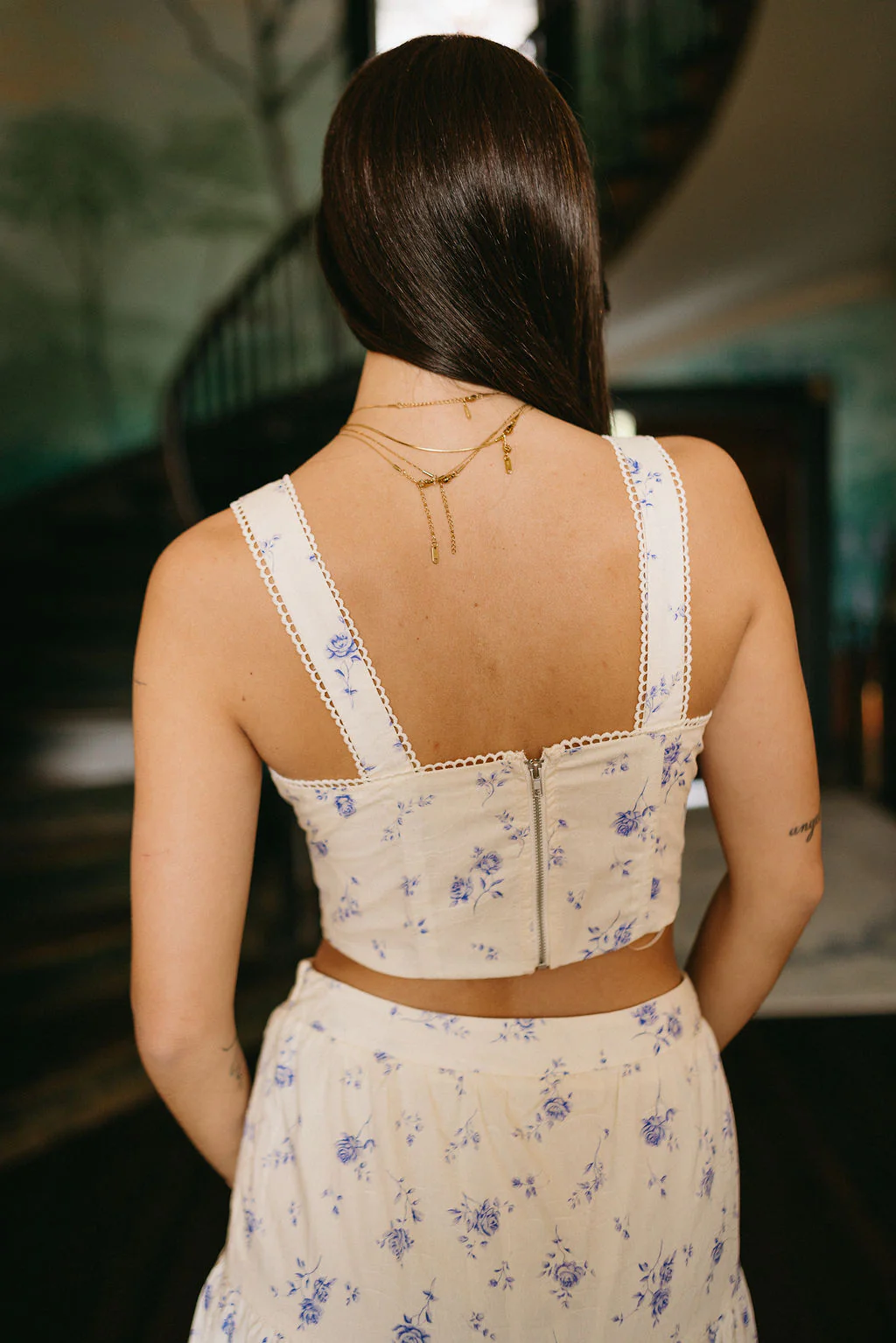 Willow Cream & Blue Floral Tank - Image 4