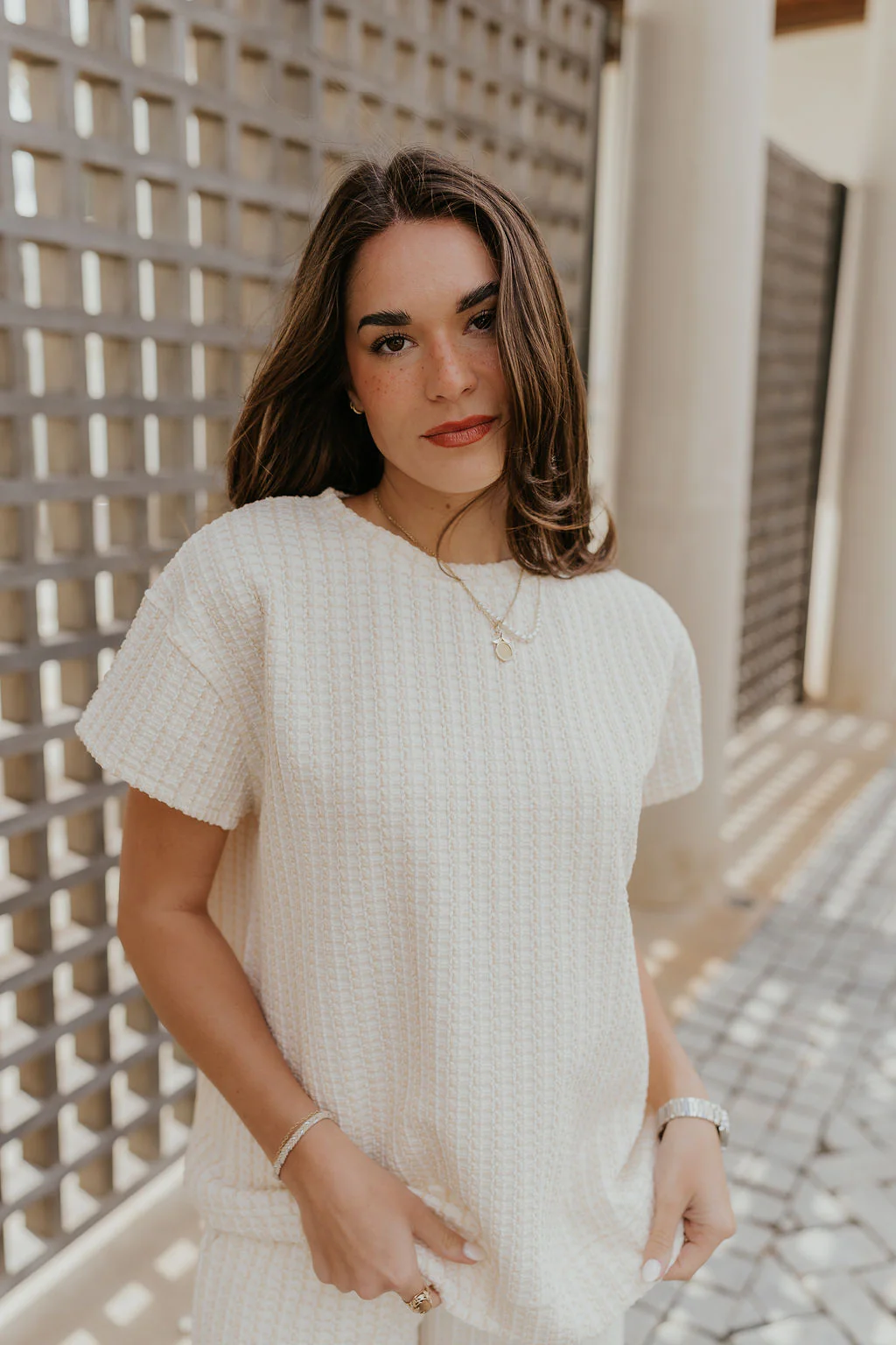 Willow Cream Woven Short Sleeve Top