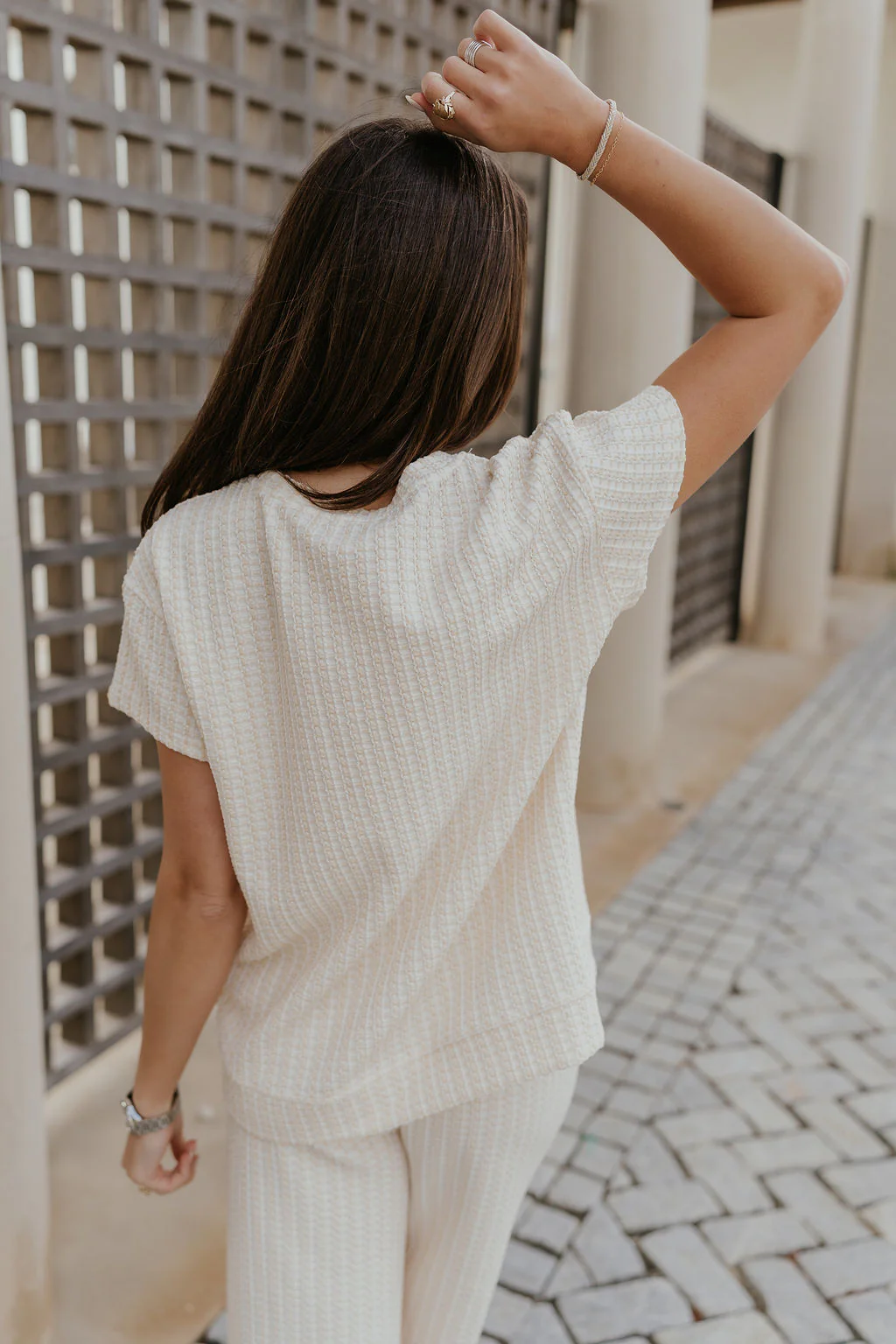 Willow Cream Woven Short Sleeve Top - Image 3