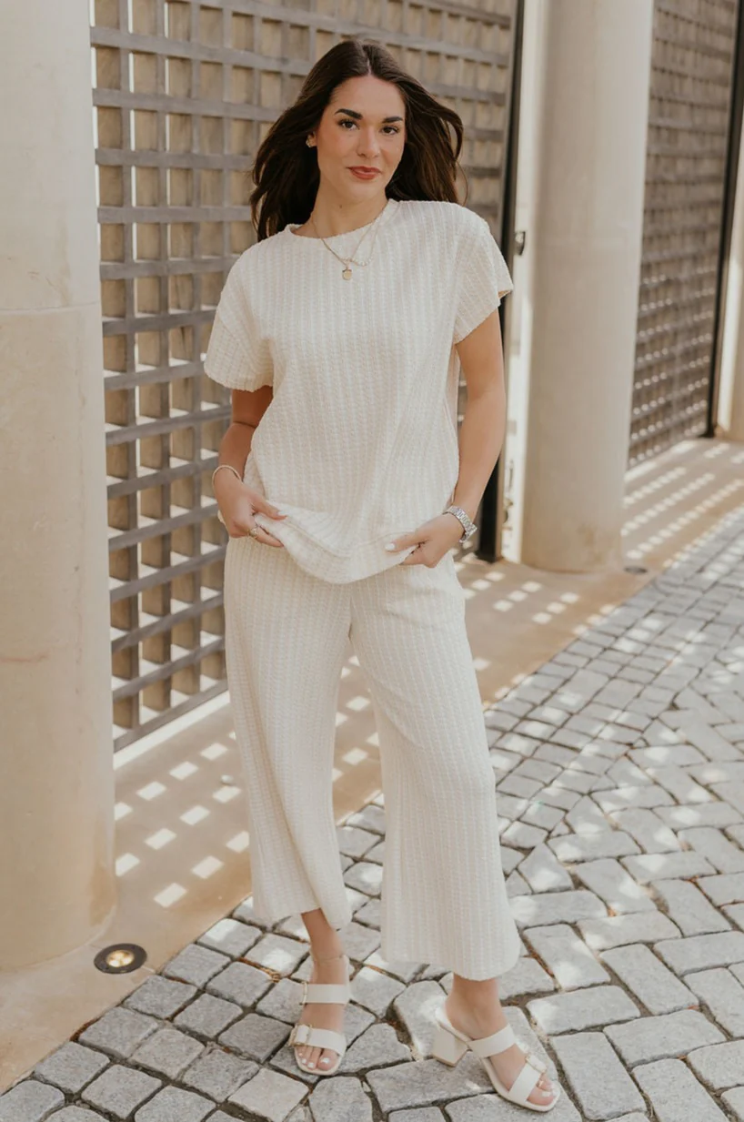 Willow Cream Woven Short Sleeve Top - Image 4
