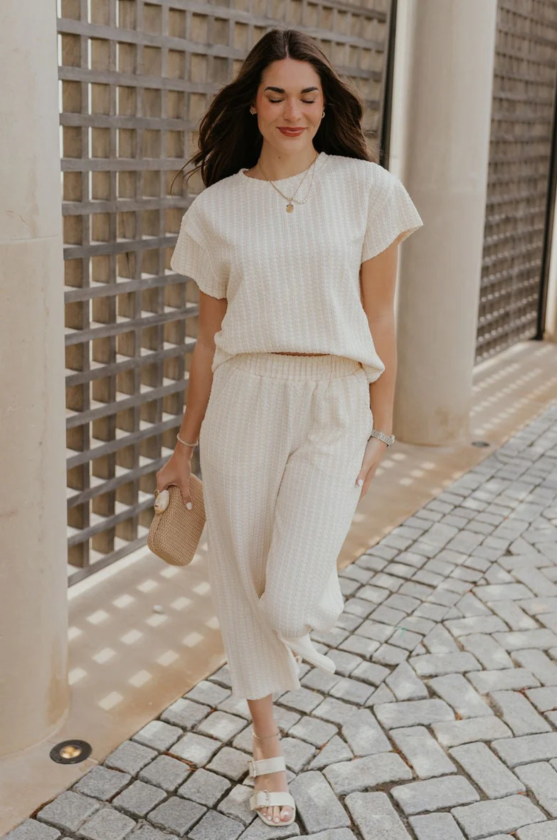 Willow Cream Woven Short Sleeve Top - Image 5
