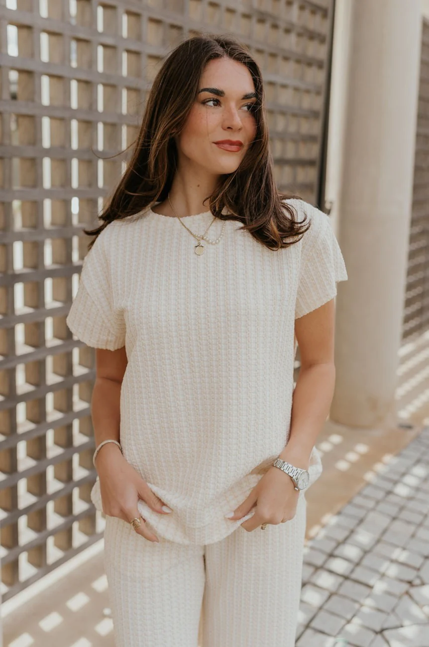 Willow Cream Woven Short Sleeve Top - Image 6