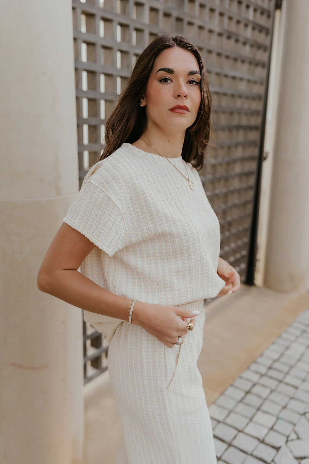 Willow Cream Woven Short Sleeve Top - Image 7