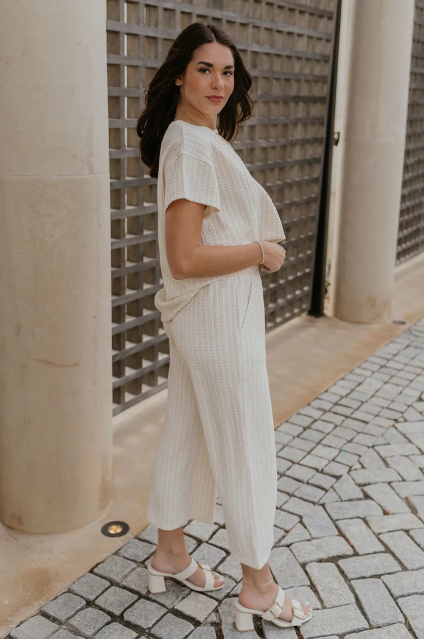 Willow Cream Woven Short Sleeve Top - Image 8