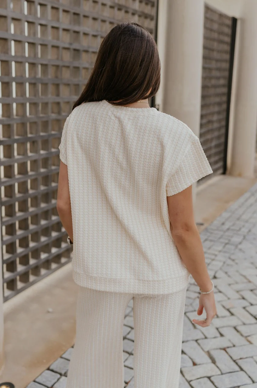 Willow Cream Woven Short Sleeve Top - Image 9