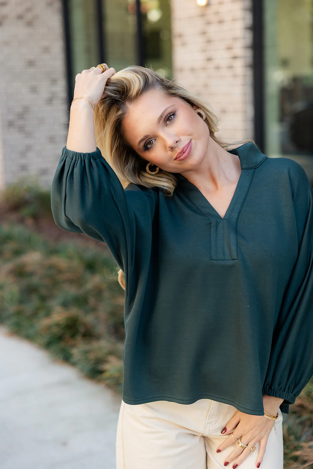 Willow Hunter Green Long Sleeve Top - Image 2