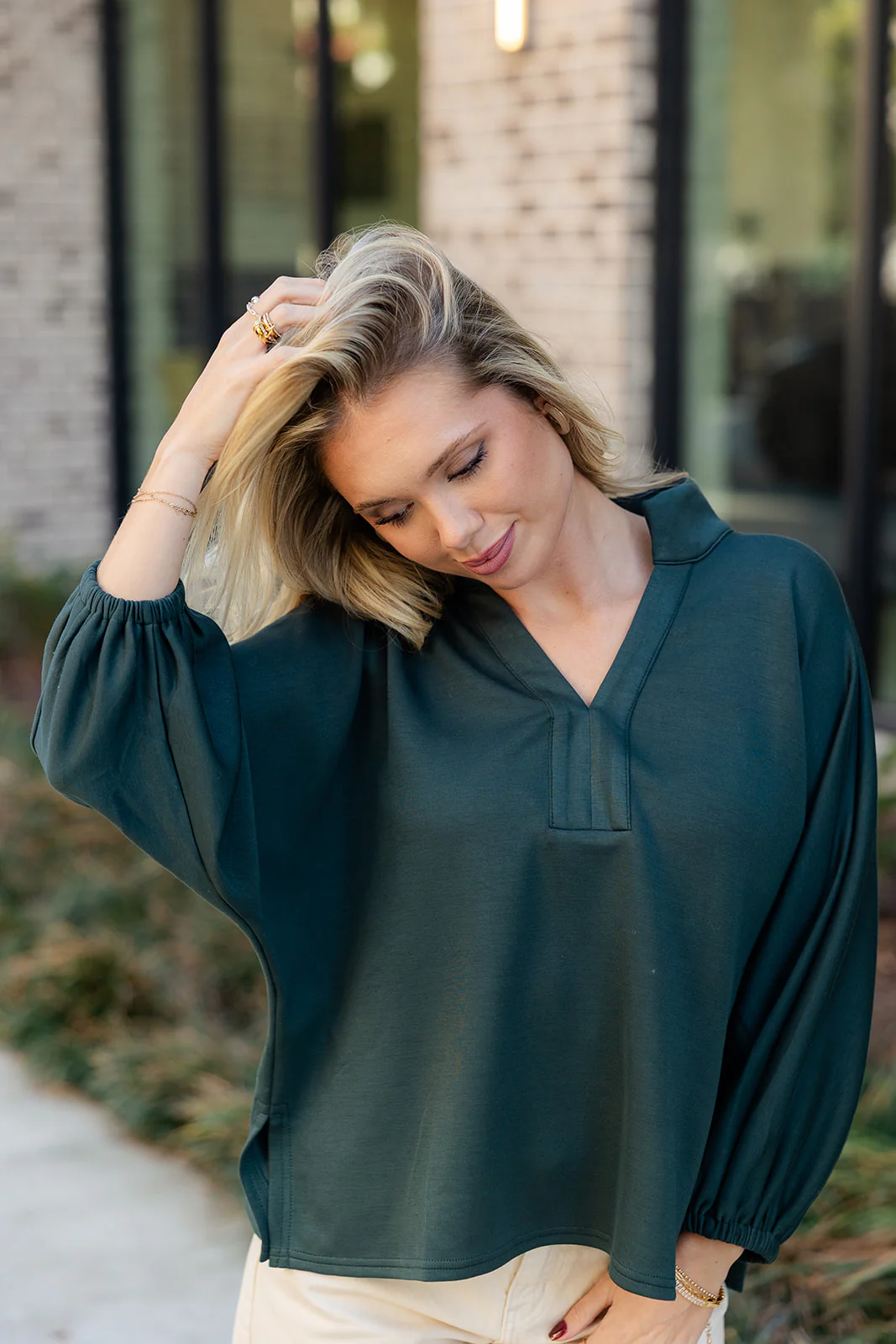 Willow Hunter Green Long Sleeve Top - Image 5