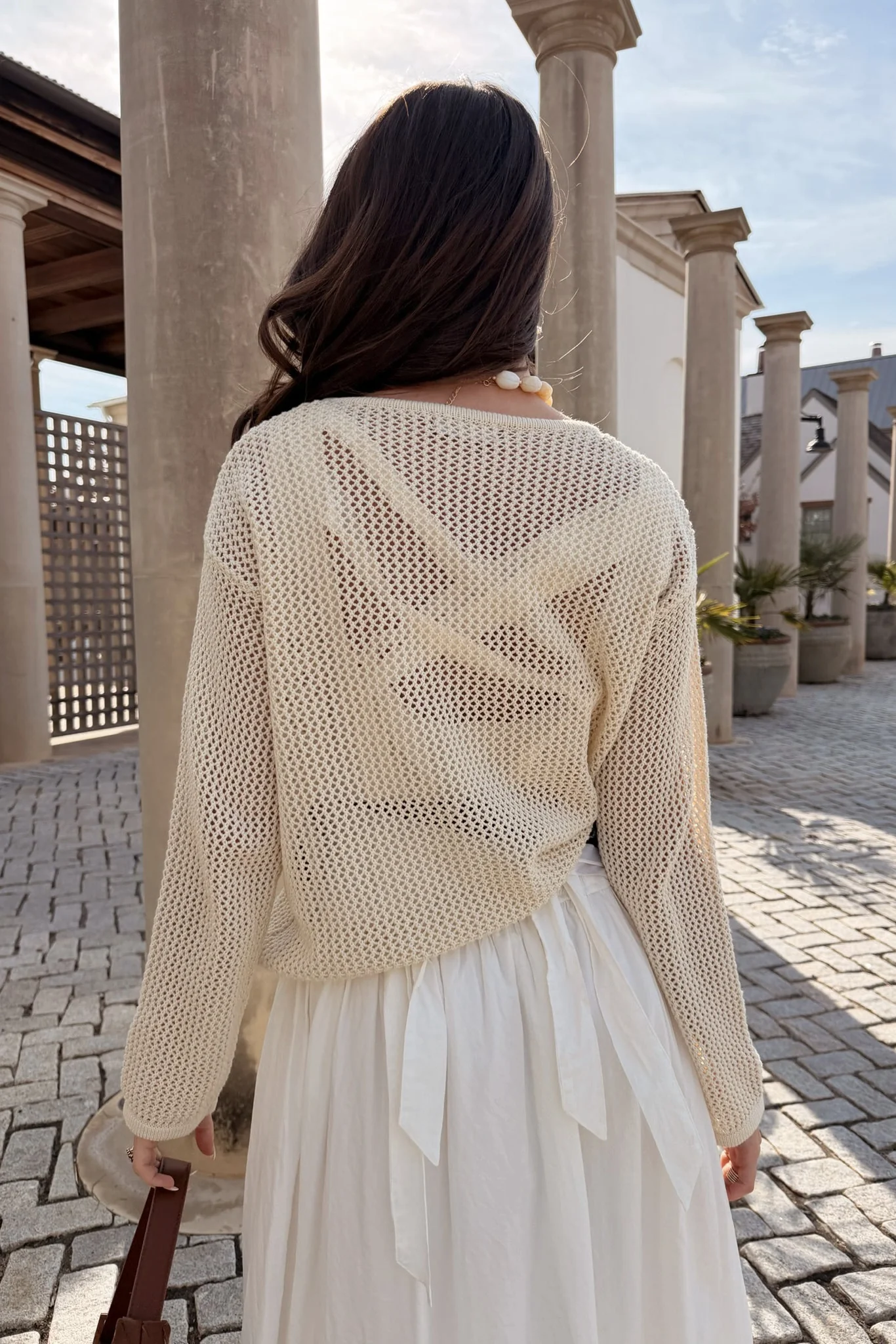 Willow Taupe & Navy Fish Stitch Sweater - Image 4